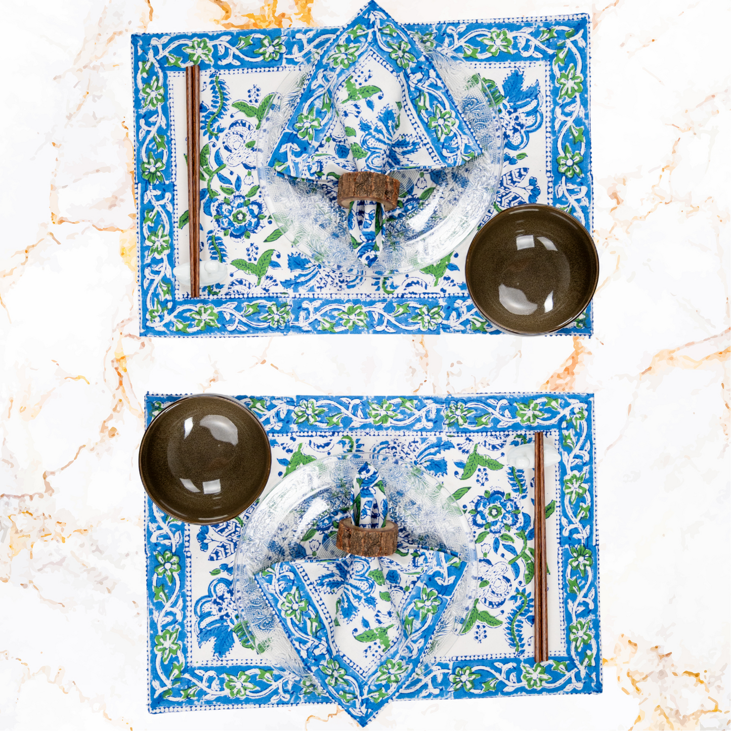 Blue Iris Placemats & Napkins Set