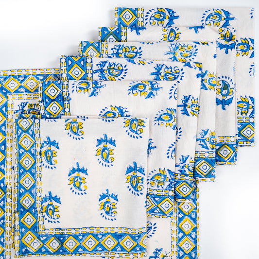 Blue Posy Placemats & Napkins Set