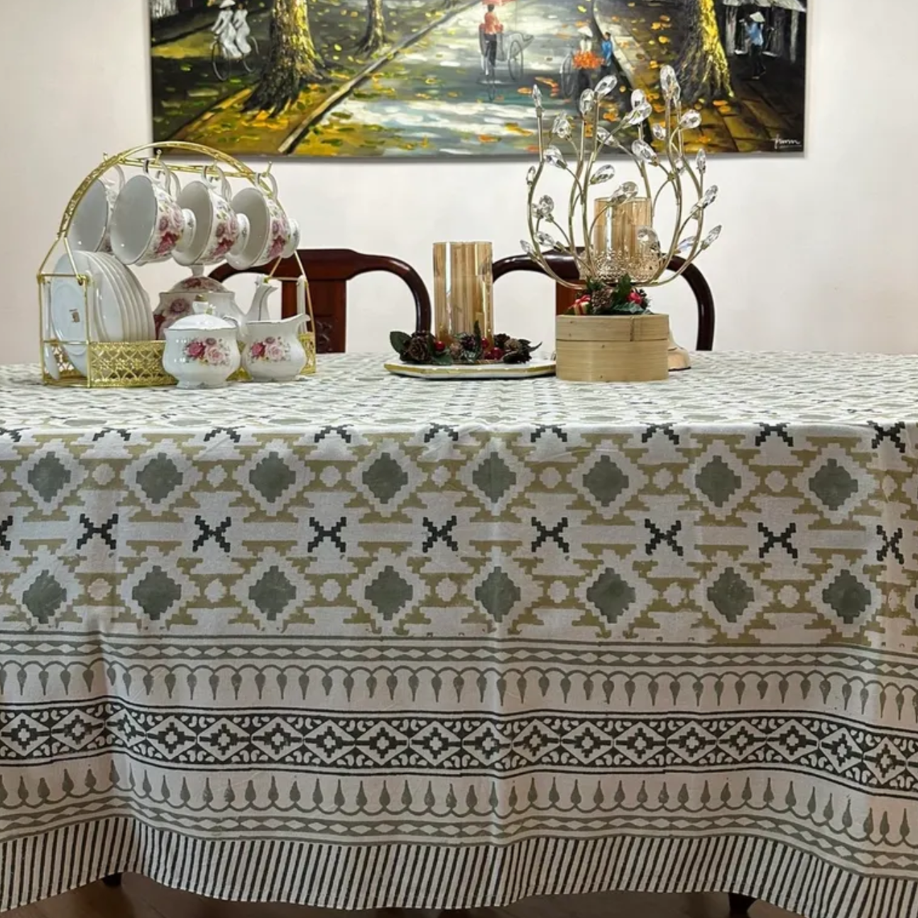 Green Rhombus Tablecloth